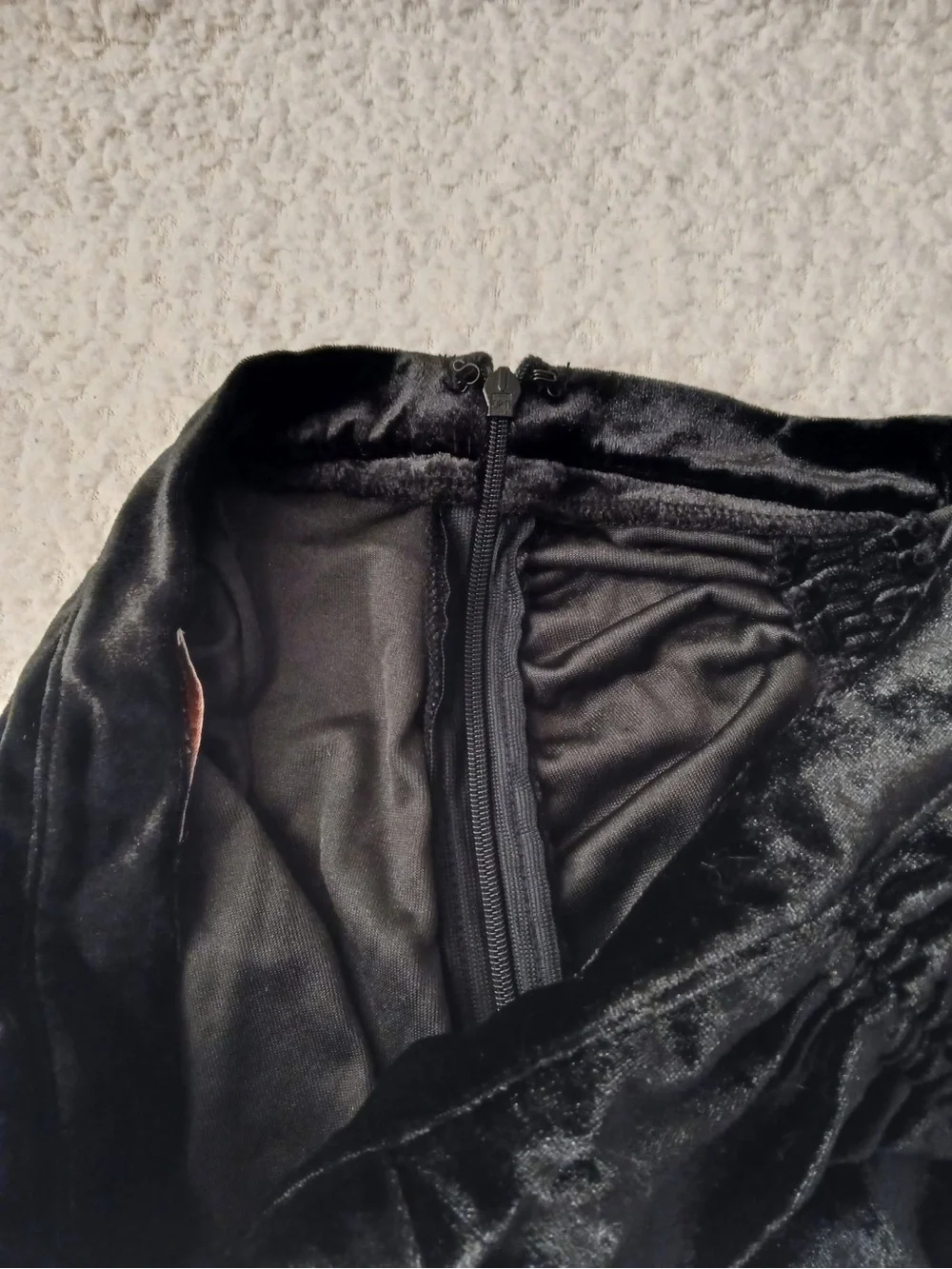Urban Outfitters Black Ruched Velvet Mini Skirt